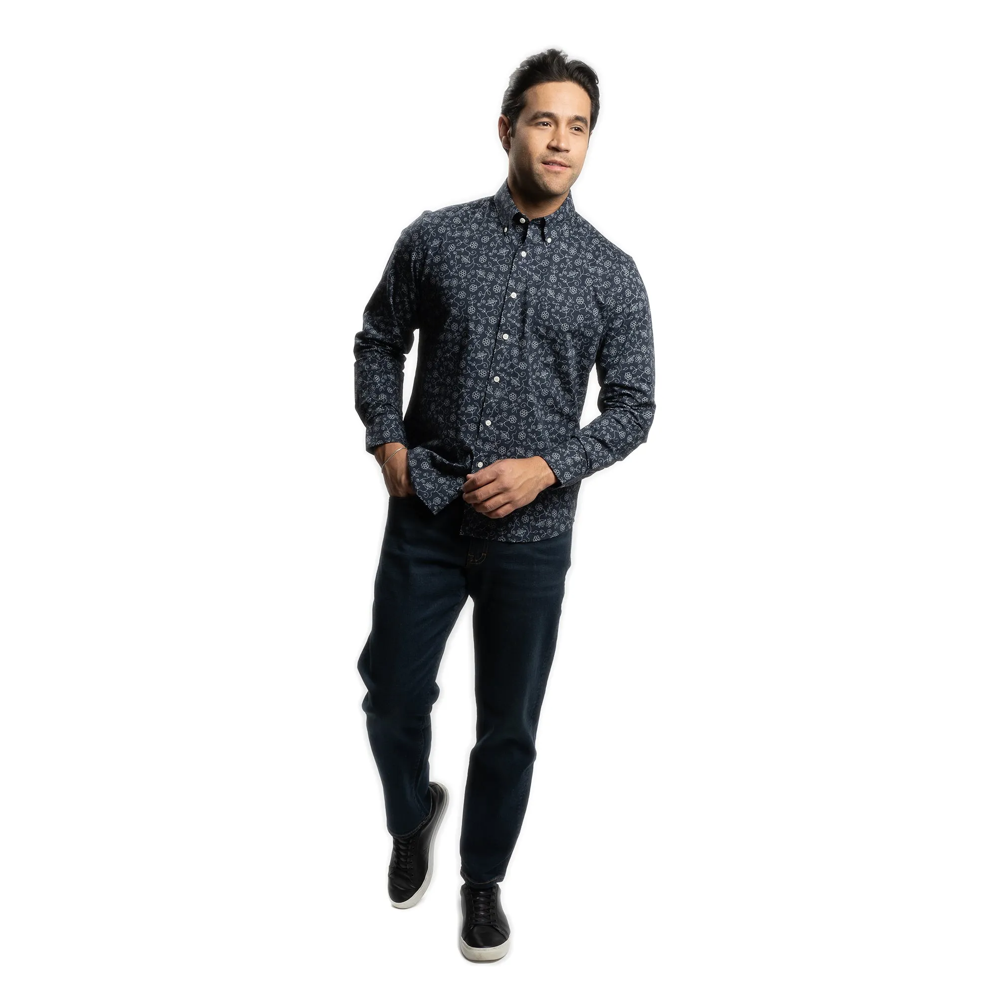 Weekend Printed Shirt -  Navy Flower