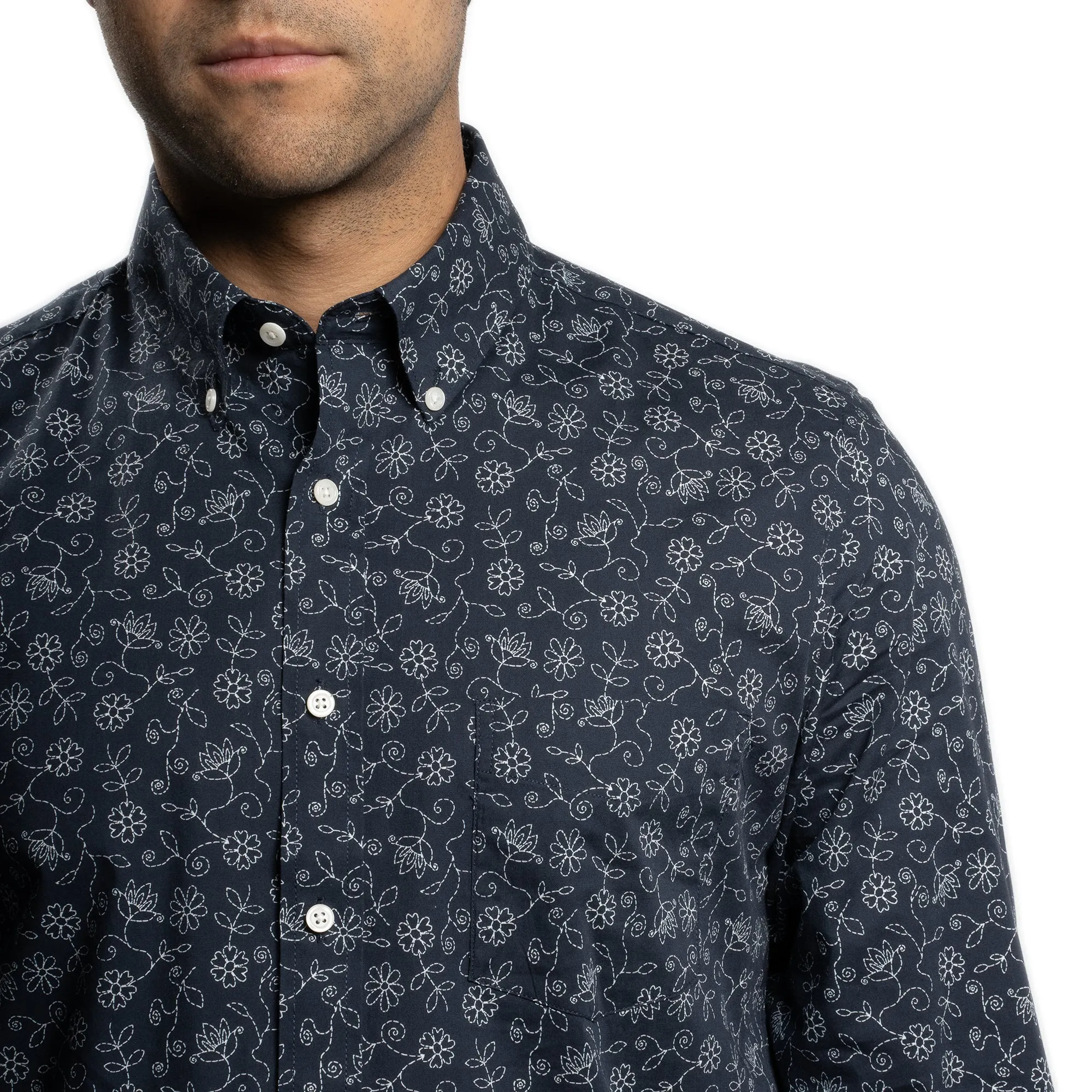 Weekend Printed Shirt -  Navy Flower