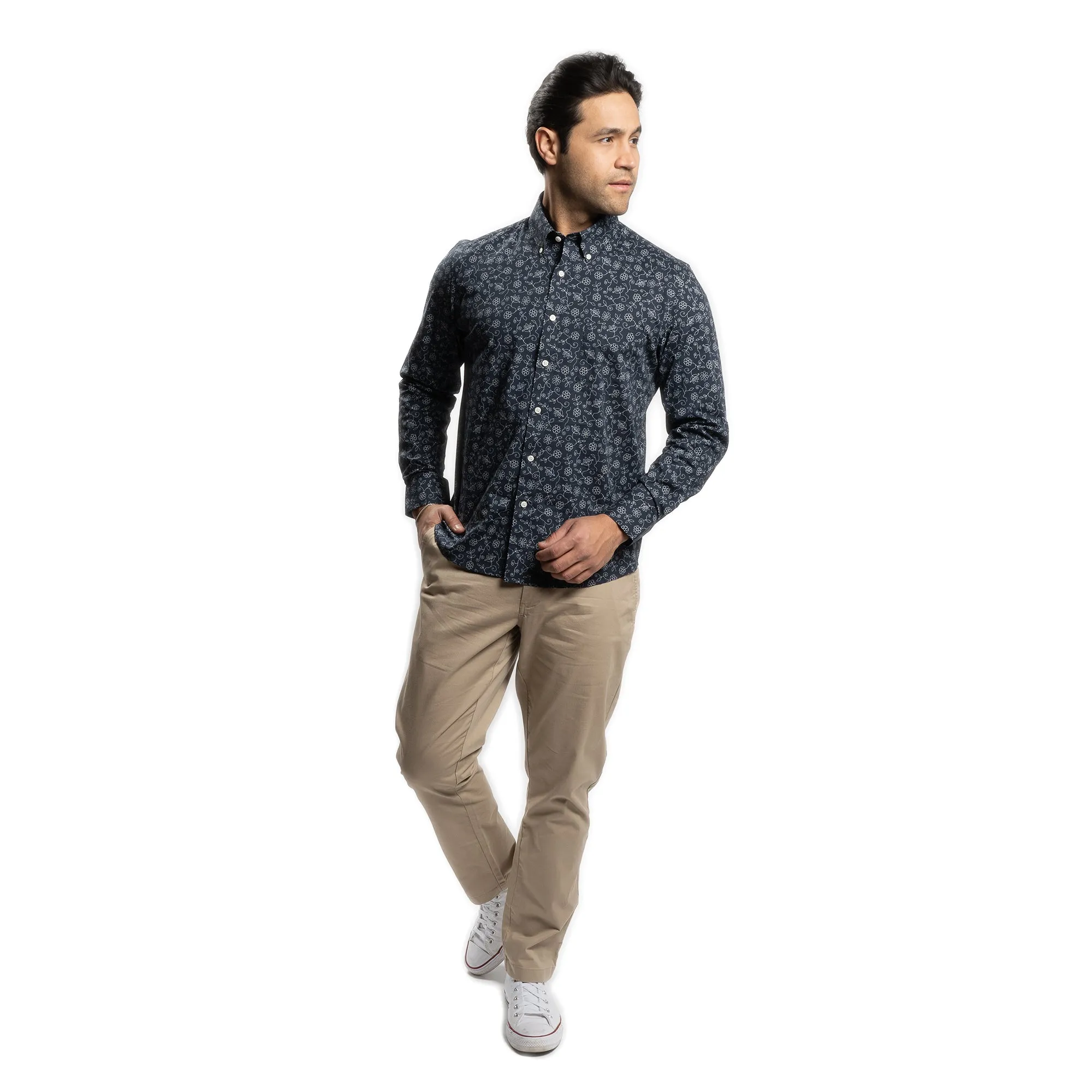 Weekend Printed Shirt -  Navy Flower