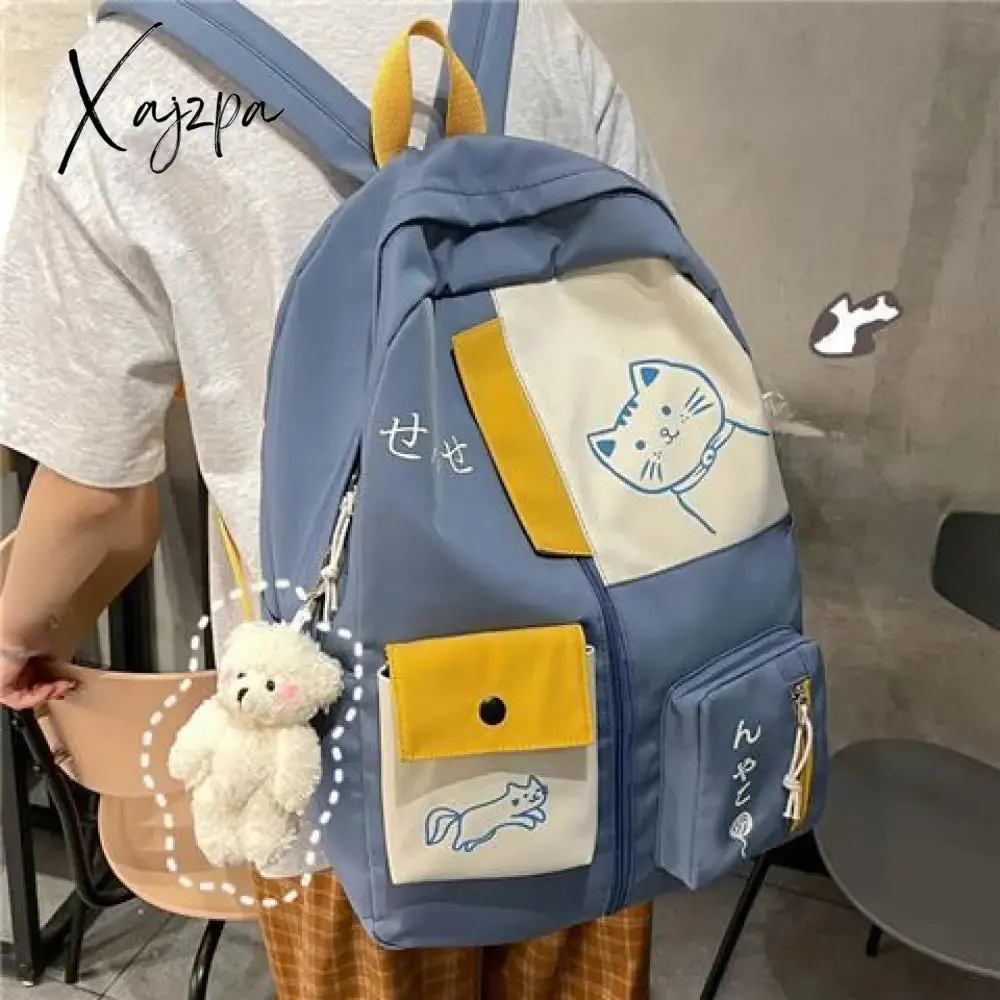 Xajzpa - Cute Schoolbag Female Junior High School Student Korean Version Harajuku Ulzzang College Backpack Versatile Japanese Backpack