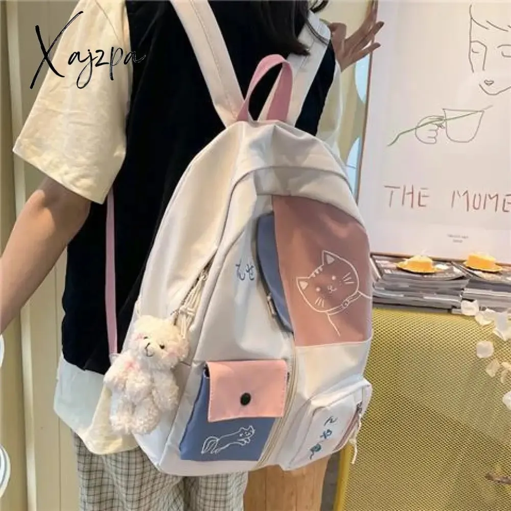 Xajzpa - Cute Schoolbag Female Junior High School Student Korean Version Harajuku Ulzzang College Backpack Versatile Japanese Backpack