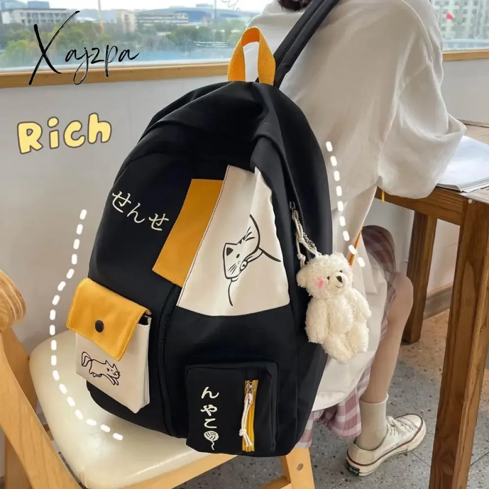 Xajzpa - Cute Schoolbag Female Junior High School Student Korean Version Harajuku Ulzzang College Backpack Versatile Japanese Backpack