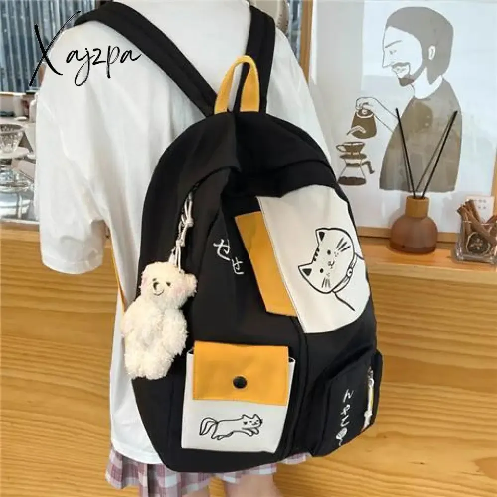 Xajzpa - Cute Schoolbag Female Junior High School Student Korean Version Harajuku Ulzzang College Backpack Versatile Japanese Backpack
